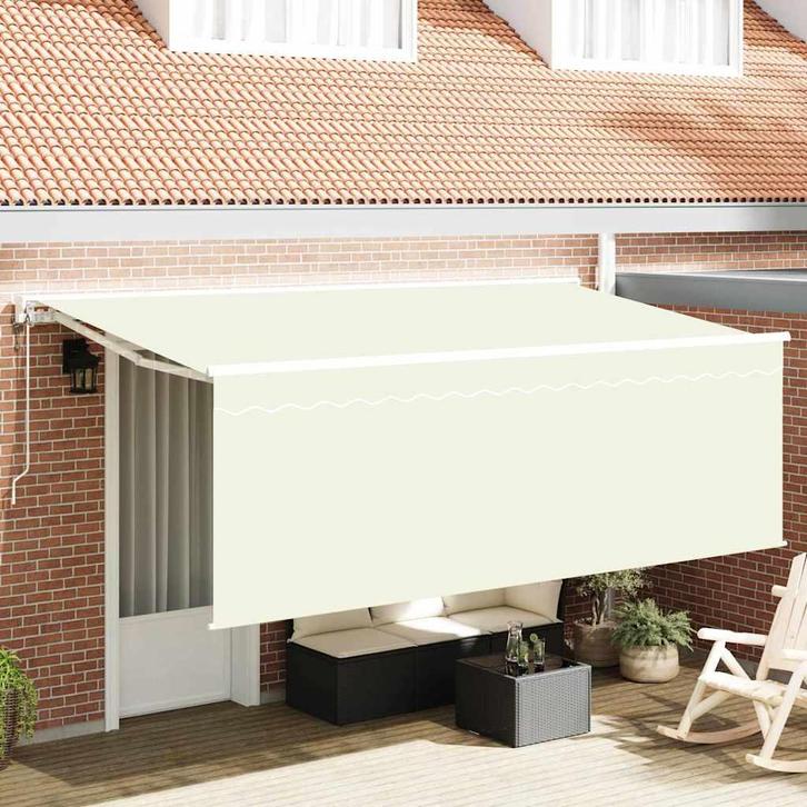 vidaXL Inklapbare Luifel Crème 400 x 200 cm Polyester en, Tuin en Terras, Zonneschermen, Nieuw, Verzenden
