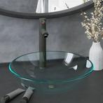 vidaXL Wastafel met kraan en pop-up afvoer gehard glas, Verzenden, Nieuw
