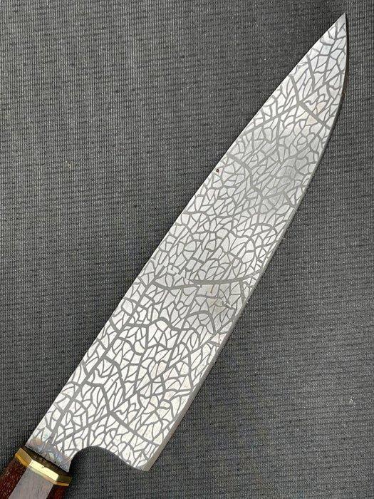 Handcrafted Steel Chef’s Knife - R332 - Tafelmes - Hout,, Antiek en Kunst, Antiek | Keukengerei