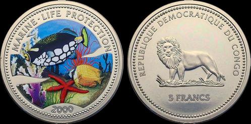 Republique Democratique du Congo 5 francs 2000 Marine-lif..., Timbres & Monnaies, Monnaies | Amérique, Envoi