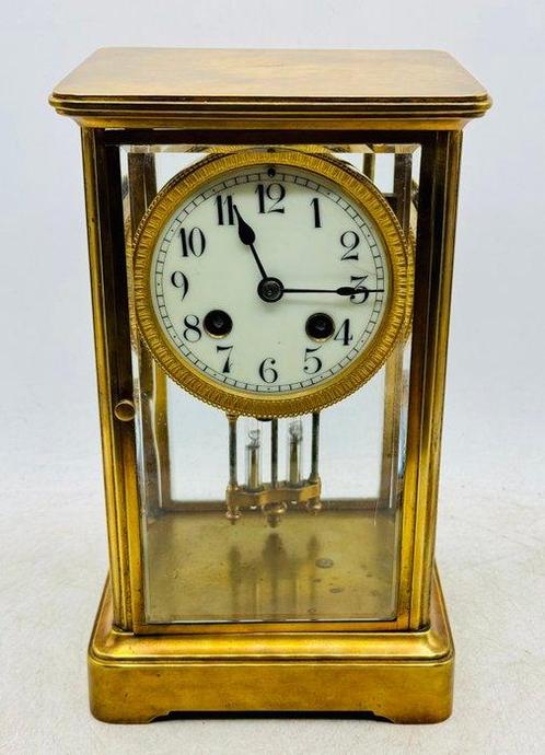 Glaspendule Napoleon III Messing - 1850-1900, Antiek en Kunst, Antiek | Klokken