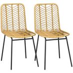 TRUUSK 2-delige Eetkamerstoel Set - Rattan-look - Staal - Ge, Verzenden, Nieuw