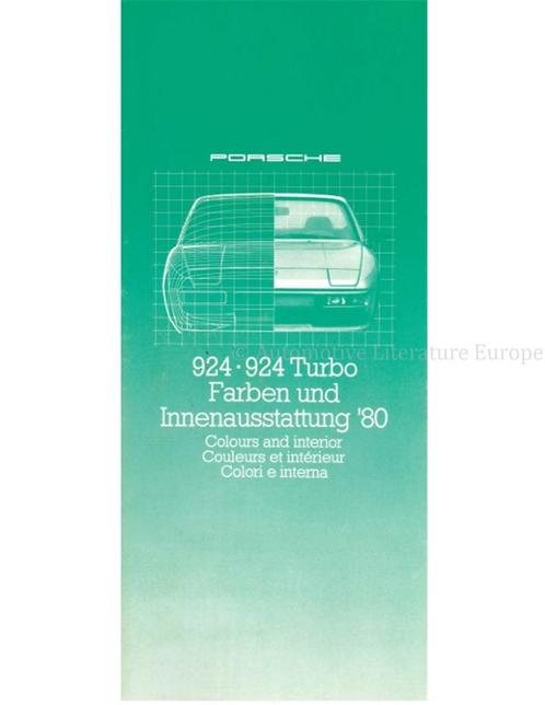 1980 PORSCHE 924 | 924 TURBO KLEUREN EN INTERIEUR BROCHURE, Boeken, Auto's | Folders en Tijdschriften, Ophalen of Verzenden