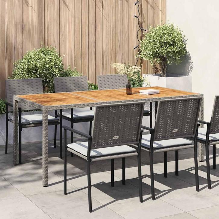 vidaXL Tuintafel 190x90x75 cm poly rattan en acaciahout, Tuin en Terras, Tuintafels, Nieuw, Verzenden