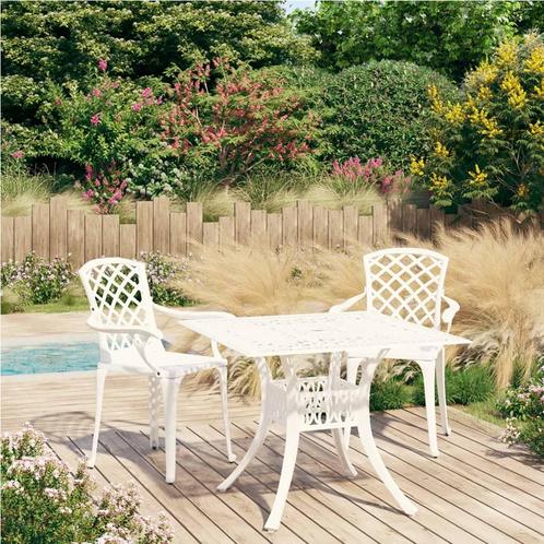 vidaXL 3-delige Bistroset gietaluminium wit, Tuin en Terras, Tuinsets en Loungesets, Nieuw, Verzenden