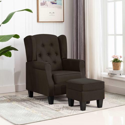 vidaXL Fauteuil met voetenbankje stof donkerbruin, Huis en Inrichting, Fauteuils, Nieuw, Verzenden
