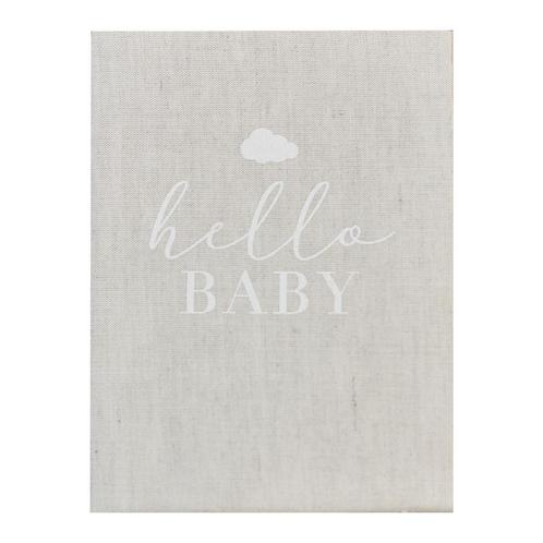 Grijze Gastenboek Hello Baby 16cm, Hobby en Vrije tijd, Feestartikelen, Nieuw, Verzenden