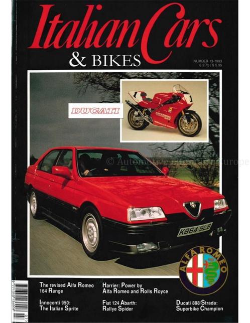 1993 ITALIAN CARS & BIKES MAGAZINE ENGELS 13, Livres, Autos | Brochures & Magazines