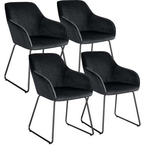 tectake Eetkamerstoel Jeane, fluweellook, sledeonderstel - F, Huis en Inrichting, Stoelen, Verzenden
