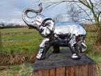Statue, olifant in zilver chrome kleur - 32 cm - rocher