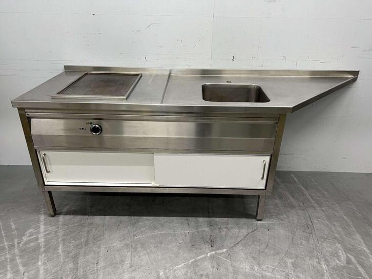 RVS Grillplaat Bakplaat Gladde bakplaat met Trespa onderstel, Zakelijke goederen, Horeca | Keukenapparatuur, Ophalen of Verzenden