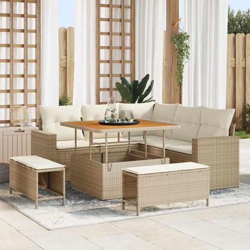 vidaXL Tuinbank Set 8 pcs beige en crèmekleurig 100 x 100 x, Tuin en Terras, Tuinsets en Loungesets, Nieuw, Verzenden