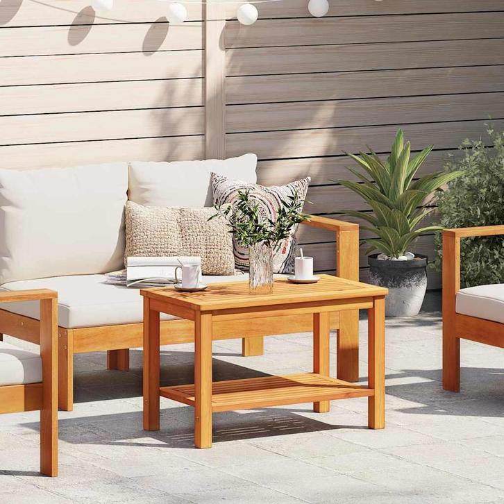 vidaXL Bijzettafel Bruin 70 x 40 x 45 cm Massief Acacia Hout, Huis en Inrichting, Tafels | Salontafels, Nieuw, Verzenden