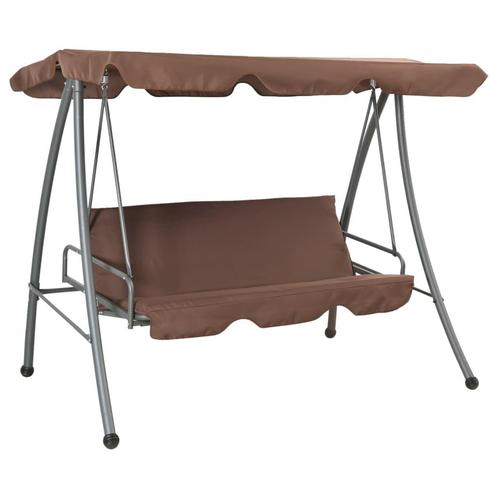 vidaXL Schommelbank voor buiten met luifel koffiekleurig, Tuin en Terras, Overige Tuin en Terras, Nieuw, Verzenden