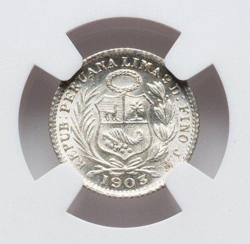 Peru. 1/2 Dinero 1903 - NGC MS66 (JF), Postzegels en Munten, Munten | Europa | Niet-Euromunten
