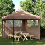 vidaXL Partytent inklapbaar pop-up met 2 zijwanden bruin, Verzenden, Nieuw