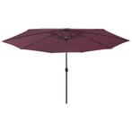 vidaXL Parasol met LED-verlichting 400 cm bordeauxrood, Tuin en Terras, Verzenden, Nieuw