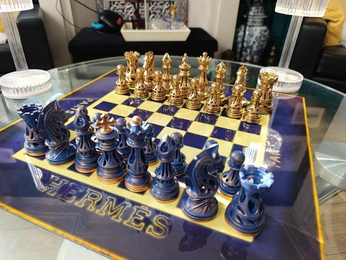 Dominique Kleiner - Échiquier “Hermès design Bleu Or” –, Antiquités & Art, Art | Objets design