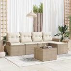 vidaXL Tuinbank Set met kussen met opslag 6 pcs Beige Poly, Tuin en Terras, Verzenden, Nieuw
