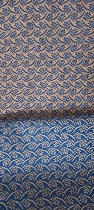 San leucio velluto double face blu e bronzo 500x140 cm -, Antiek en Kunst, Antiek | Tapijten, Tafelkleden en Textiel