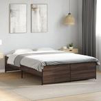 vidaXL Bedframe bewerkt hout metaal bruin eikenkleur 120x200, Huis en Inrichting, Slaapkamer | Bedden, Verzenden, Nieuw