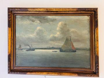 Romain Steppe (1859-1927) - Seascape with Sailing Ships