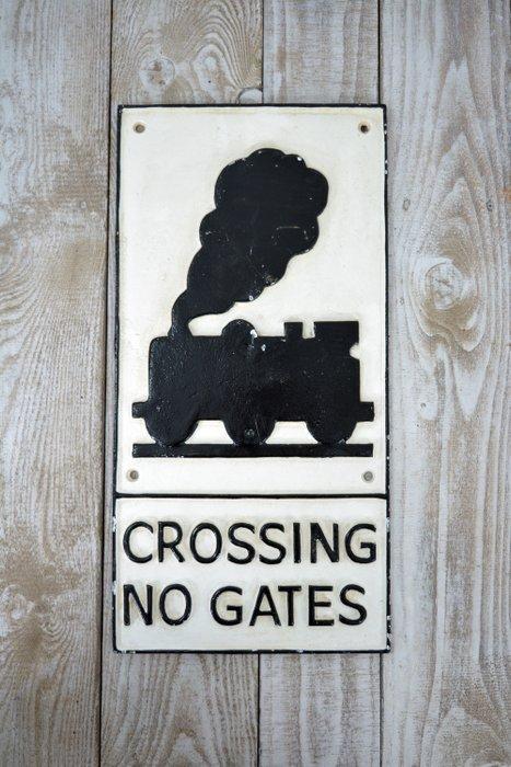 Oversteek zonder poorten - Reclamebord - Oversteek zonder, Antiquités & Art, Antiquités | Assiettes décoratives & Carrelages