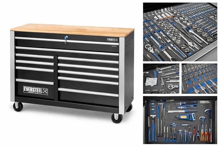 Gereedschapswagen kar gevuld 386 delig Eversteel (Diverse), Doe-het-zelf en Bouw, Ventilatie en Afzuiging, Nieuw, Ophalen of Verzenden