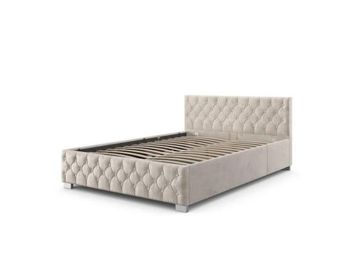 Veiling - Gestoffeerd Bed Nizza - 140 x 200 cm - Beige, Huis en Inrichting, Slaapkamer | Bedden
