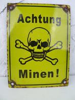 Waarschuwing mijnen bord - Emaille plaat - Staal