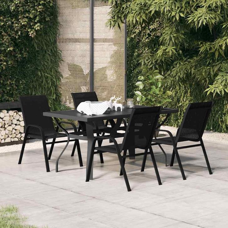 vidaXL 5-delige Tuinset zwart, Tuin en Terras, Tuinsets en Loungesets, Tuinset, Nieuw, Verzenden