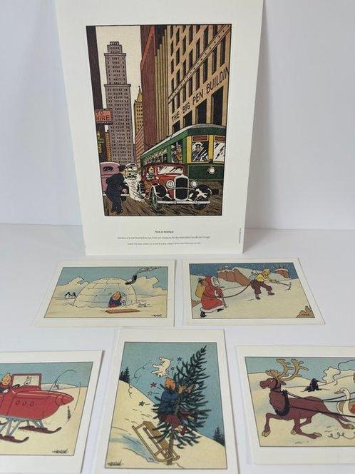 Hergé - Ensemble de 6 Estampes – Illustration “Tintin en, Boeken, Stripverhalen