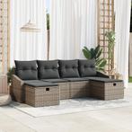 vidaXL 6-delige tuinset met kussens in grijs poly rattan, Verzenden, Nieuw