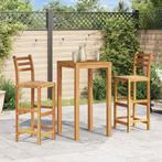 vidaXL Barkrukken 2 st massief acaciahout, Tuin en Terras, Verzenden, Nieuw