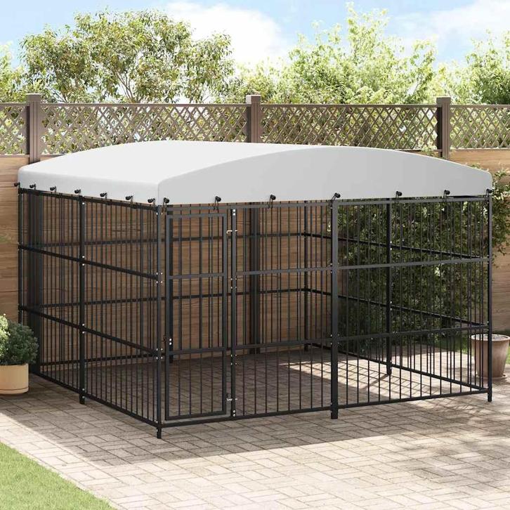 vidaXL Hondenkennel voor buiten met dak 300x300x210 cm, Animaux & Accessoires, Caisses pour chiens, Envoi
