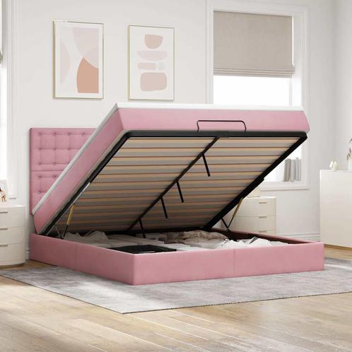 vidaXL Ottoman bed met matrassen 160x200cm fluweel roze, Huis en Inrichting, Slaapkamer | Bedden, Nieuw, Verzenden