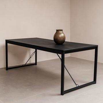Mangohouten Eettafel Rechthoek Duncan 200 cm Zwart