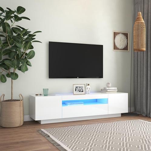 vidaXL Meuble TV avec lumières LED blanc brillant, Maison & Meubles, Armoires | Mobilier de télévision, Neuf, Envoi