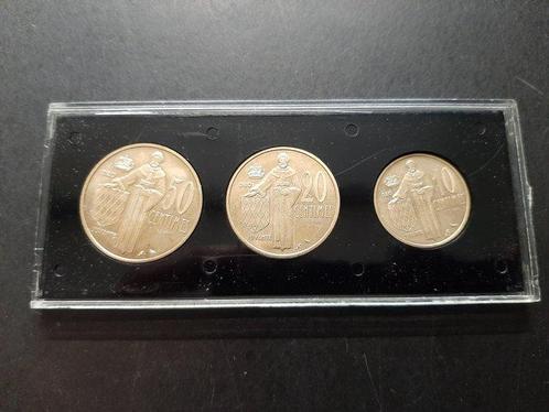 Monaco. Coffret de 3 essais (10 Centimes, 20 Centimes et 50, Postzegels en Munten, Munten | Europa | Euromunten