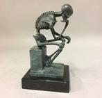 sculptuur, De Denker als skelet - 15 cm - Groen gepatineerd, Antiek en Kunst