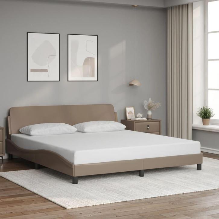 vidaXL Bedframe Dover kunstleer cappuccinokleurig 180x200, Huis en Inrichting, Slaapkamer | Bedden, Nieuw, Verzenden