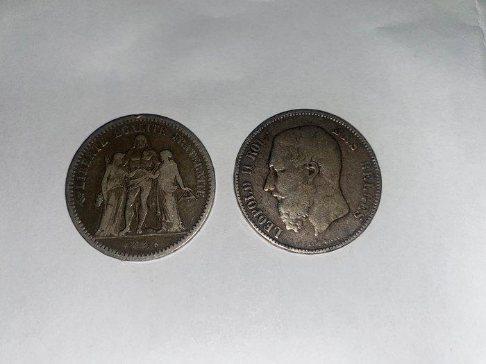 België, Frankrijk. 5 Francs 1849 / 1874 (Zonder, Postzegels en Munten, Munten | Nederland