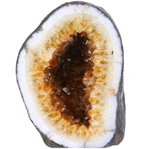 Geen veiling, citrien Ei-vormige geode - 31x22x27 cm- 17 kg, Verzamelen, Mineralen en Fossielen
