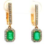 Oorbellen - 14 karaat Geel goud - 1.44ct. tw. Smaragd -