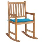 vidaXL Schommelstoel met blauw kussen massief teakhout, Tuin en Terras, Verzenden, Nieuw