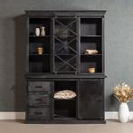 Buffetkast Mangohout Milan 160 X Zwart, Huis en Inrichting, Kasten | Buffetkasten, Verzenden, Nieuw, Overige houtsoorten, Industriële meubels