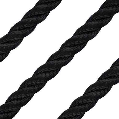 6mm Landvast & Ankerlijn 3-Strengs Polyester Zwart, Watersport en Boten, Bootonderdelen, Nieuw, Ophalen of Verzenden