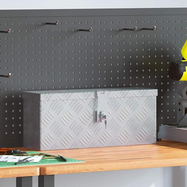 vidaXL Aluminium kist 48,5x14x20 cm zilverkleurig, Doe-het-zelf en Bouw, Gereedschapskisten, Nieuw, Verzenden