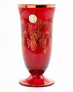 Bohemian   Enamelled Pedestalled Glass Vase - 1950 Marked -, Antiquités & Art