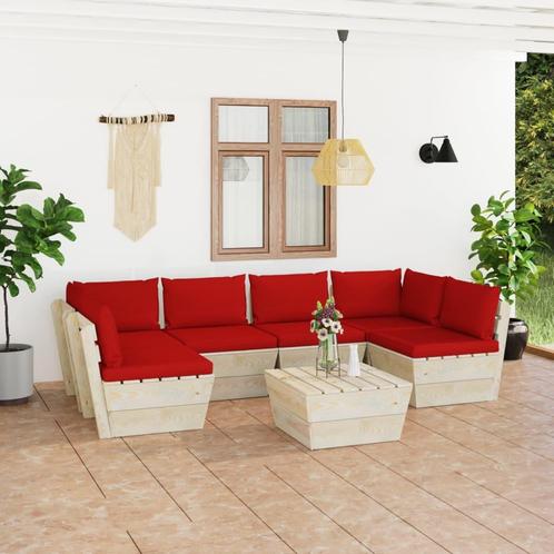 vidaXL Salon de jardin palette 7 pcs avec coussins, Jardin & Terrasse, Ensembles de jardin, Salons de jardin, Neuf, Envoi